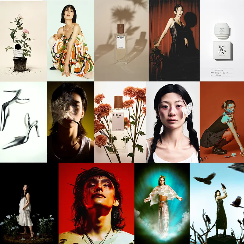 여러 학생들의 개성있는 포트폴리오 사진들이 그리드 형태로 배열된 이미지